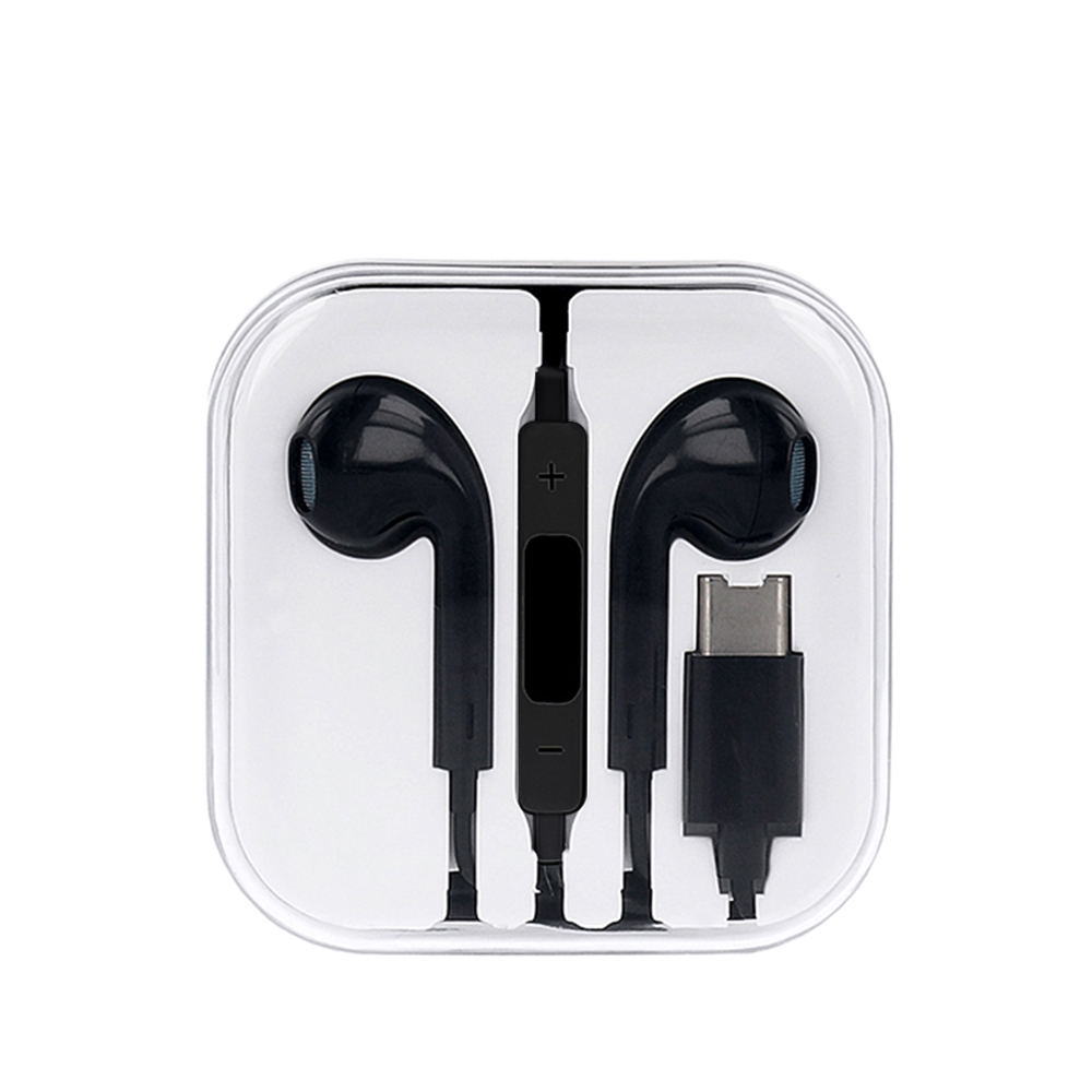 Слушалки с микрофон micro USB Type C MEGA BASS, Черен