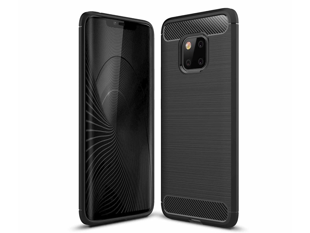 Силиконов калъф Carbon за Huawei Mate 20 Pro, Черен