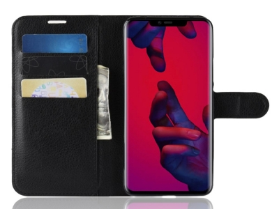 Калъф тефтер Litchi за Huawei Mate 20 Pro, Черен