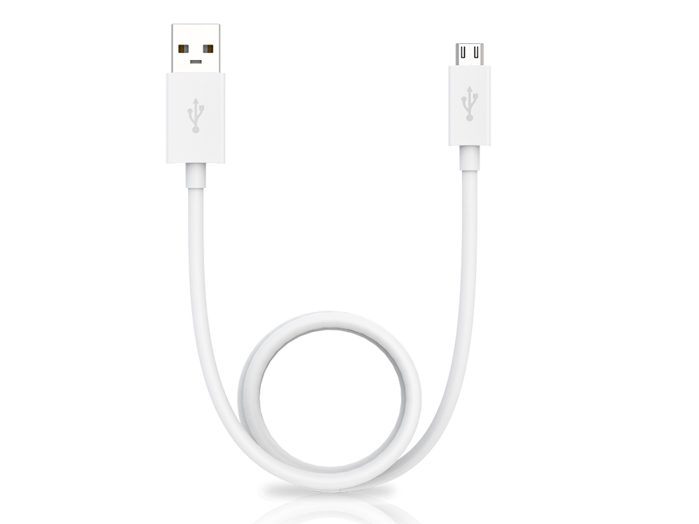 Кабел от USB към Micro USB, 0.2m, Бял