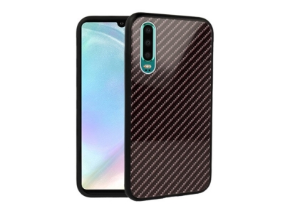 Стъклен гръб със силиконова лайстна Glass за Huawei P30, Тъмно сив