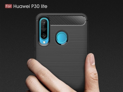 Силиконов Калъф Carbon Fibre Brushed за Huawei P30 lite, Черен