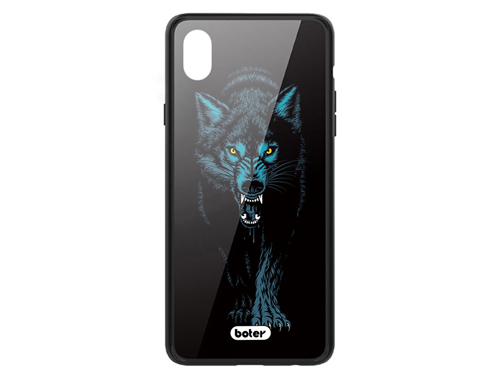 Пластмасов Гръб Glass Boter за iPhone XS Max, Вълк