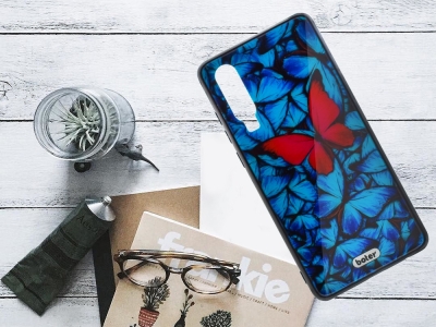 Пластмасов Гръб Glass Boter за Huawei P30, Розова Пеперуда
