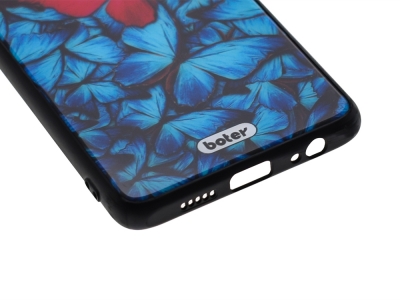 Пластмасов Гръб Glass Boter за Huawei P30, Розова Пеперуда