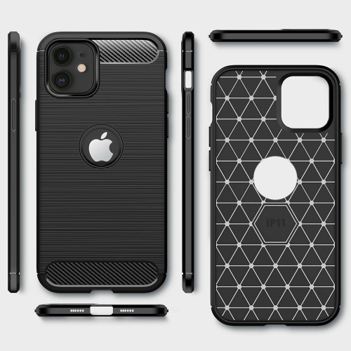 Силиконов Калъф Carbon Fibre Brushed за iPhone 11, Черен