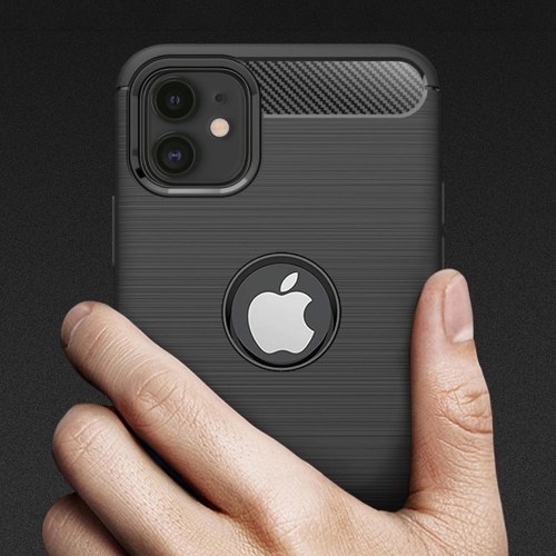 Силиконов Калъф Carbon Fibre Brushed за iPhone 11, Черен