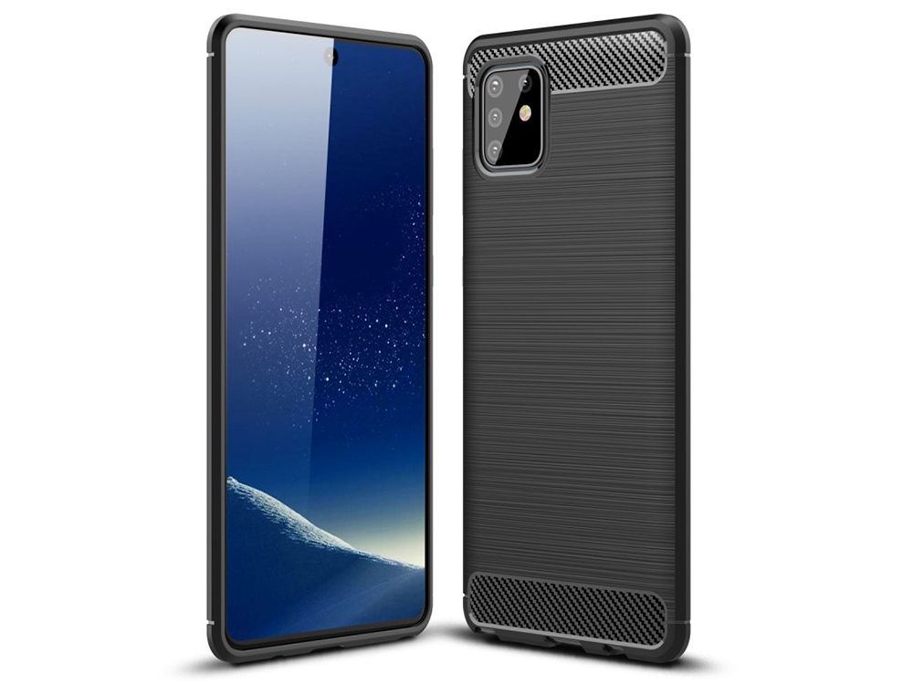 Силиконов Калъф Carbon Fibre Brushed за Samsung Galaxy A81 / Note 10 Lite, Черен 