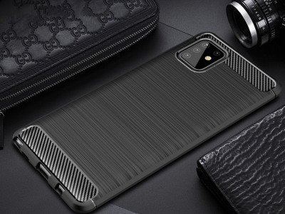 Силиконов Калъф Carbon Fibre Brushed за Samsung Galaxy A81 / Note 10 Lite, Черен 