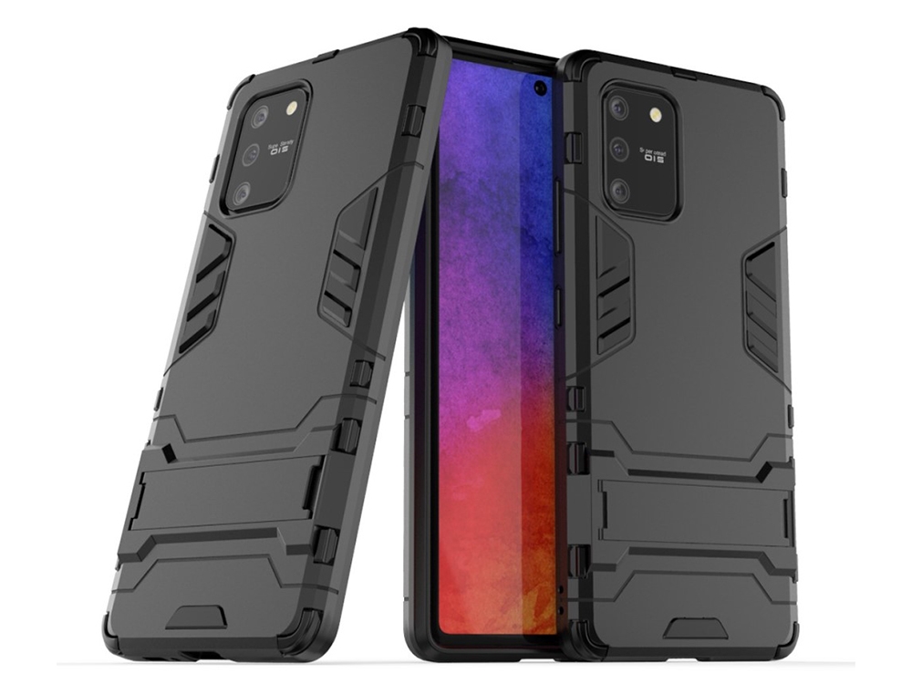 Удароустойчив гръб с Поставка за Samsung Galaxy S10 Lite / Galaxy A91, Черен