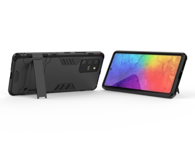 Удароустойчив гръб с Поставка за Samsung Galaxy S10 Lite / Galaxy A91, Черен