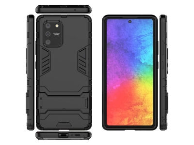 Удароустойчив гръб с Поставка за Samsung Galaxy S10 Lite / Galaxy A91, Черен