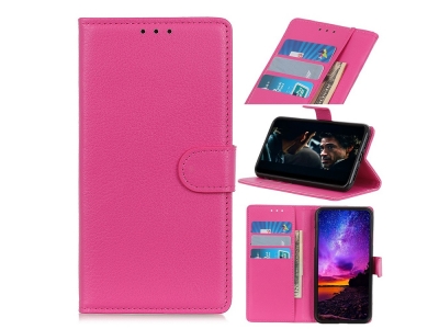 Калъф Тефтер Litchi Texture за Alcatel 1S 2020, Розов