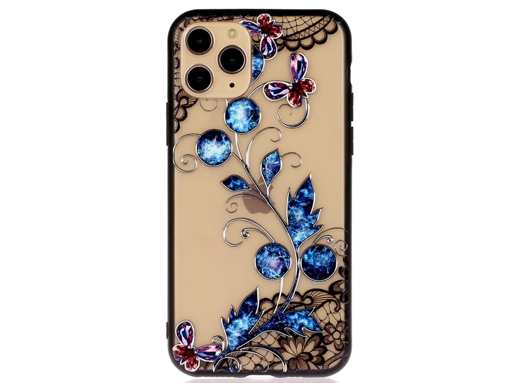 Удароустойчив гръб Lace Flower за Iphone 11 Pro, Сини Пеперуди 