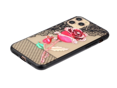 Удароустойчив гръб Lace Flower за Iphone 11 Pro Max, Роза 