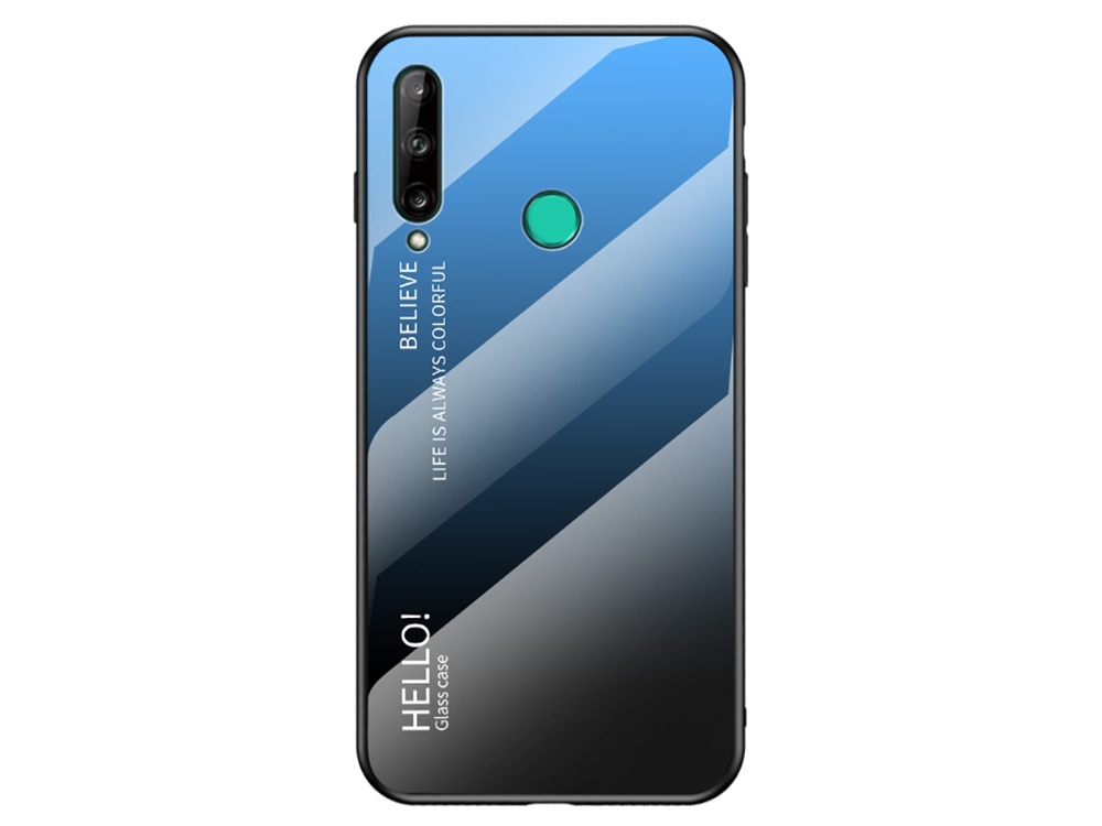 Стъклен гръб Glass за Huawei P40 Lite E/Y7P, Син-Черен