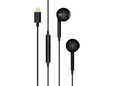 Слушалки с микрофон HF. Lightning iPhone 7/7Plus/8/8Plus/X  MEGA BASS, Черен
