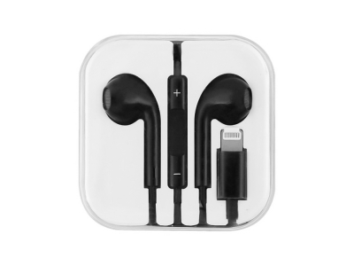Слушалки с микрофон HF. Lightning iPhone 7/7Plus/8/8Plus/X  MEGA BASS, Черен