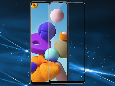 Стъклен протектор 5D Full Glue за Samsung Galaxy A21s, Черен