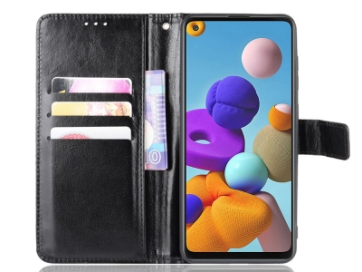 Калъф Тефтер Crazy Horse за Samsung Galaxy A21s, Черен
