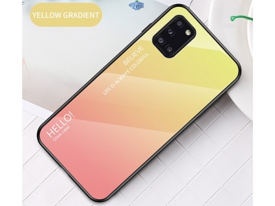 Стъклен гръб Glass за Samsung Galaxy A31, Жълт-Розов