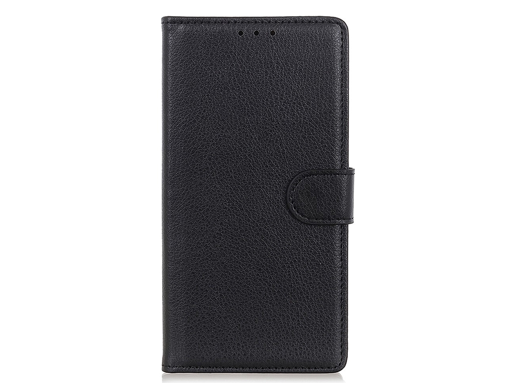 Калъф Тефтер Litchi Grain Wallet Stand за OnePlus Nord, Черен