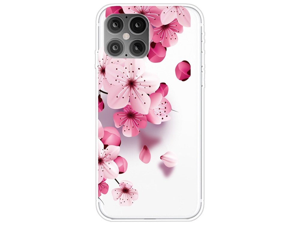 Силиконов калъф iPhone 12 Pro Max 6.7-inch, Розови цветя 