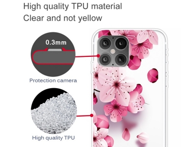 Силиконов калъф iPhone 12 Pro Max 6.7-inch, Розови цветя 