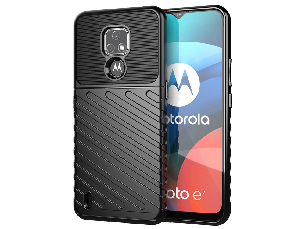 Силиконов Калъф Twill Texture за Motorola Moto E7, Черен