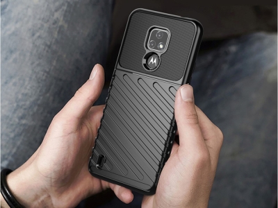 Силиконов Калъф Twill Texture за Motorola Moto E7, Черен