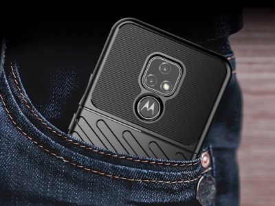 Силиконов Калъф Twill Texture за Motorola Moto E7, Черен