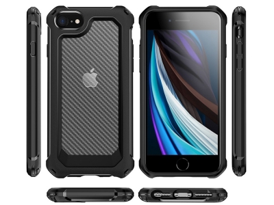 Удароустойчив калъф Carbon Hybrid за  iPhone 7/8/SE, Черен