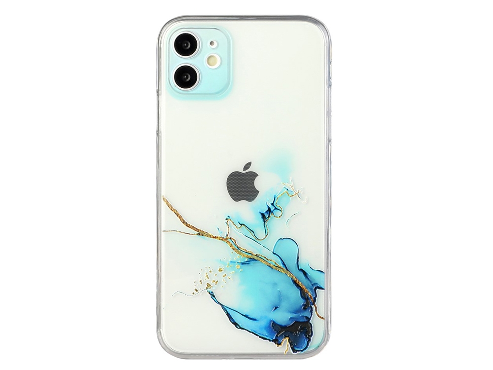 Силиконов калъф Marble за iPhone 11, Мрамор- син