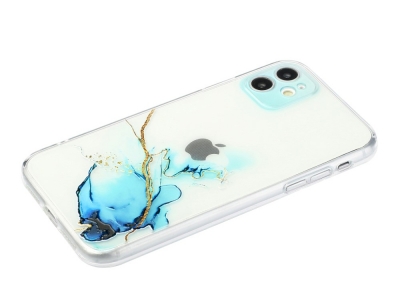 Силиконов калъф Marble за iPhone 11, Мрамор- син