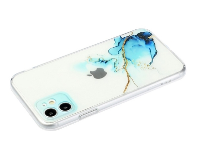 Силиконов калъф Marble за iPhone 11, Мрамор- син