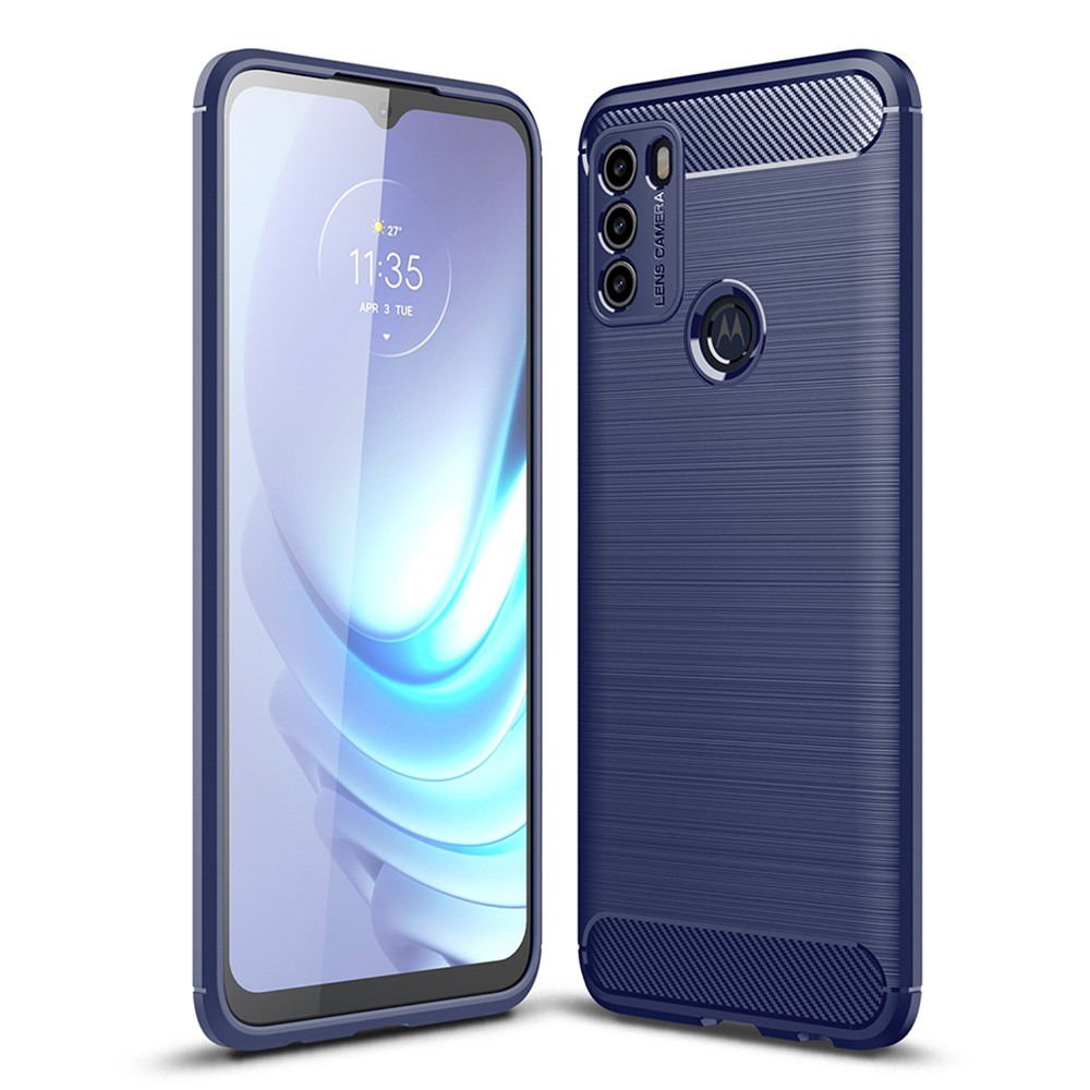 Силиконов Калъф Carbon Fibre Brushed за Motorola Moto G50, Син