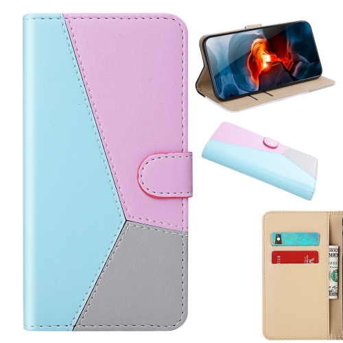 Калъф Тефтер Wallet Tri-color за Samsung Galaxy A22 4G, Син, Лилав, Сив