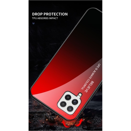 Калъф Гръб Glass за Samsung Galaxy A22 4G, Червен- Черен