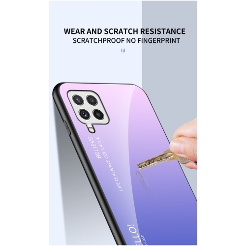 Калъф Гръб Glass за Samsung Galaxy A22 4G, Розов- Лилав