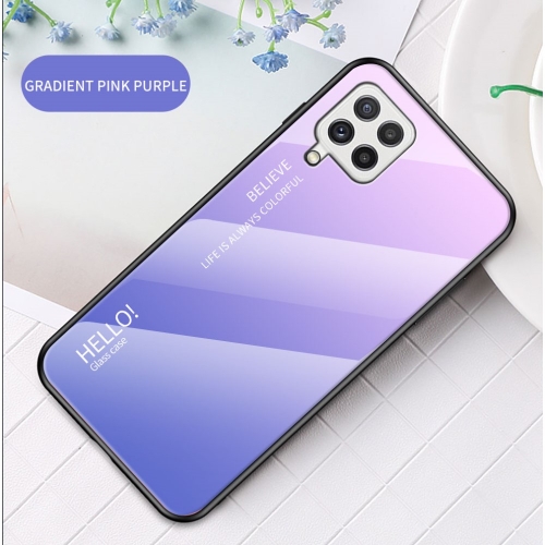 Калъф Гръб Glass за Samsung Galaxy A22 4G, Розов- Лилав