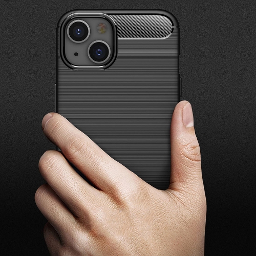 Силиконов Калъф Carbon Fibre Brushed за iPhone 13, Черен