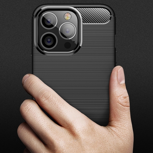 Силиконов Калъф Carbon Fibre Brushed за iPhone 13 pro, Черен
