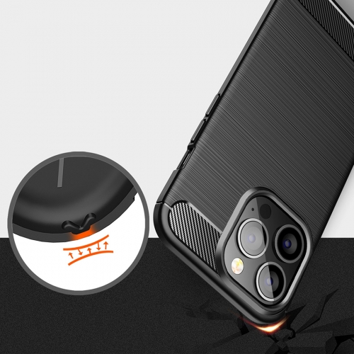 Силиконов Калъф Carbon Fibre Brushed за iPhone 13 pro, Черен