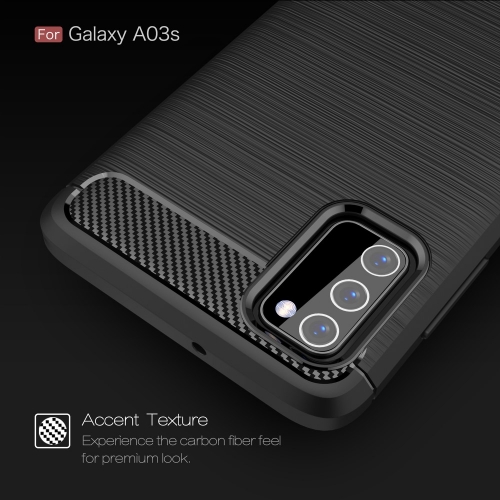Силиконов калъф Carbon за Samsung Galaxy A03s, Черен