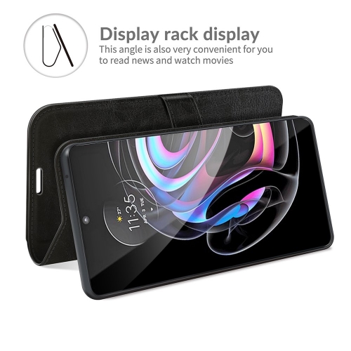 Калъф Тефтер Crazy Horse за Motorola Edge 20 Lite, Черен