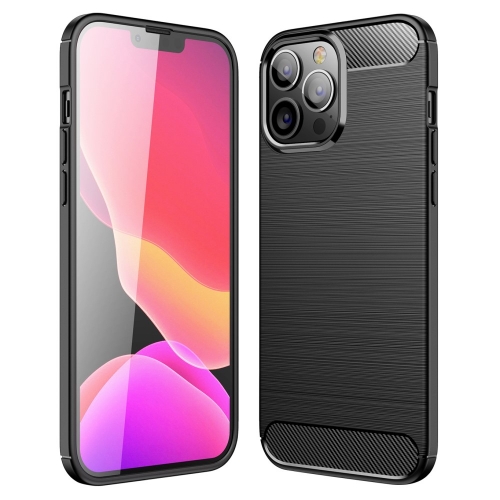 Силиконов калъф Carbon Fiber за iPhone 13 Pro Max, Черен
