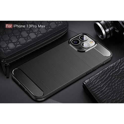 Силиконов калъф Carbon Fiber за iPhone 13 Pro Max, Черен