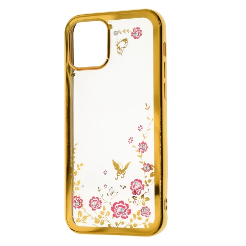 Силиконов калъф FLOWER за Iphone 12/12 Pro, Златист