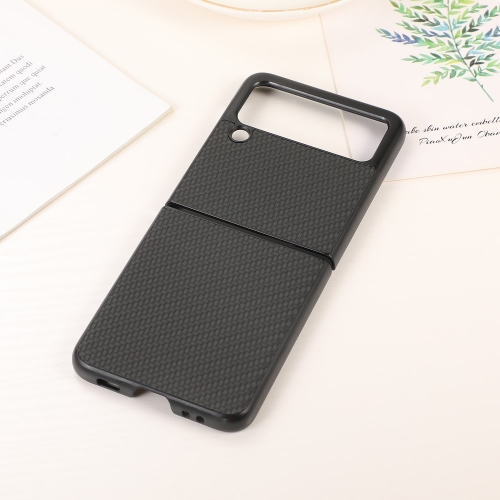 Удароустойчив калъф Leather Carbon Fiber за Samsung Galaxy Z Flip 3, Черен