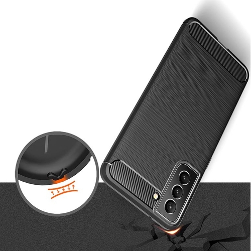 Силиконов Калъф Carbon Fibre Brushed за Samsung Galaxy S22 Plus, Черен